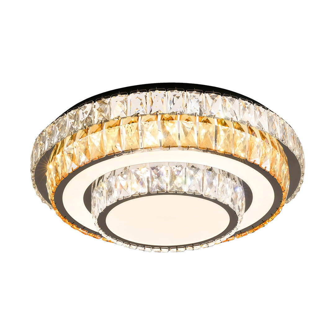 Crystal Flush-Mount Ceiling Light — Chrome Stainless Steel, LED, 3-Step Dimming (3000K/4500K/6000K), Round / Square / Rectangle