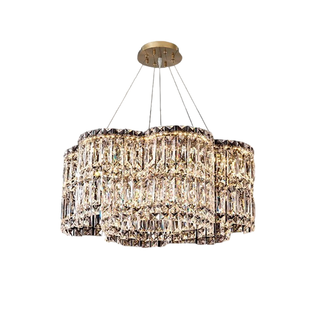 Large K9 Crystal Ring Chandelier — Stainless Steel, Gold or Silver, Stepless Dimming 3000K–6000K, Remote Control, 40W–118W