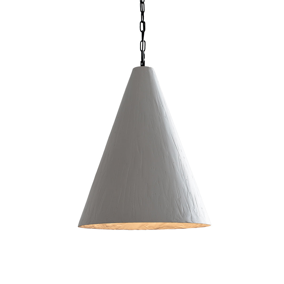 Minimalist Gypsum Pendant Light — White Iron, Adjustable 59.1" Chain, Warm White LED