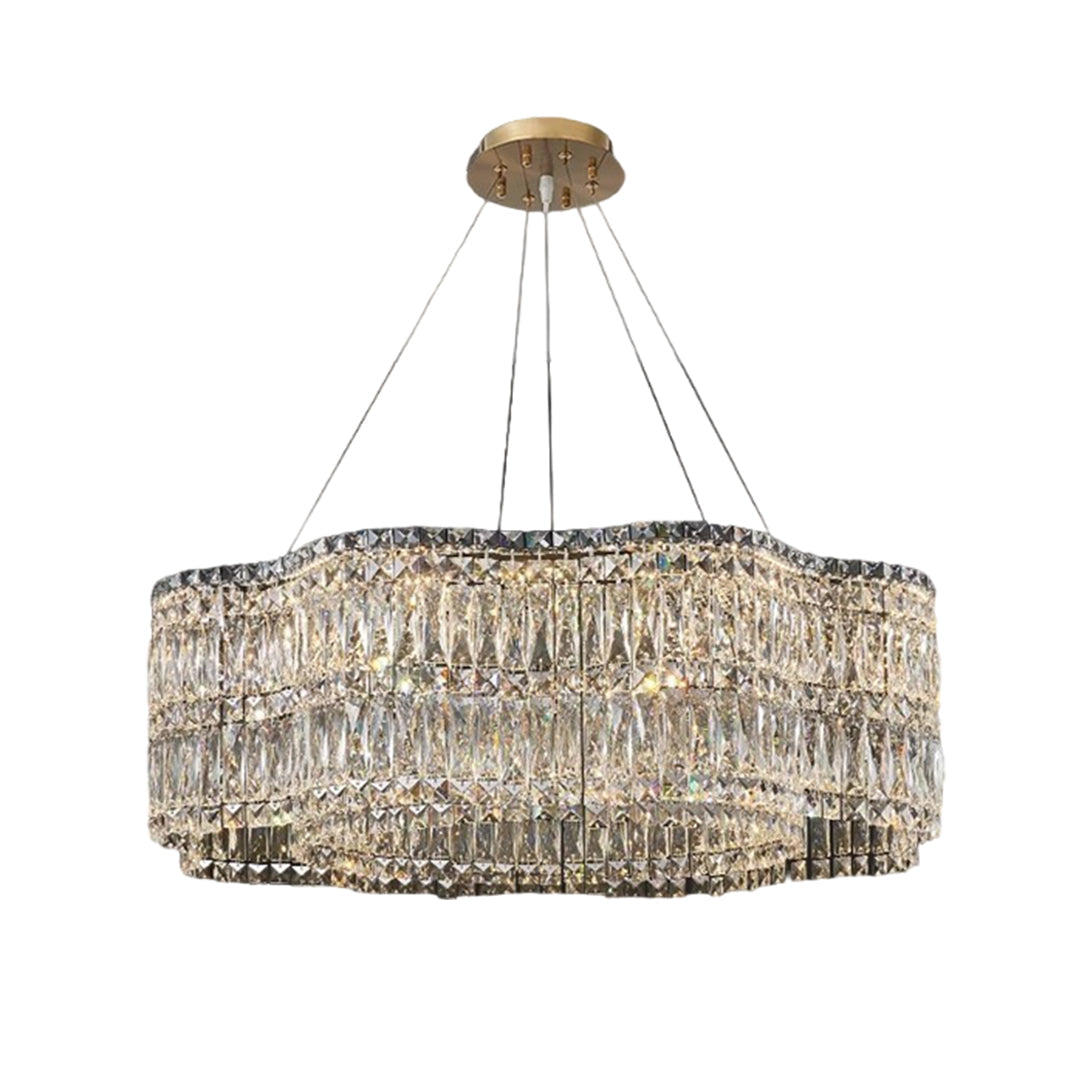 Large K9 Crystal Ring Chandelier — Stainless Steel, Gold or Silver, Stepless Dimming 3000K–6000K, Remote Control, 40W–118W