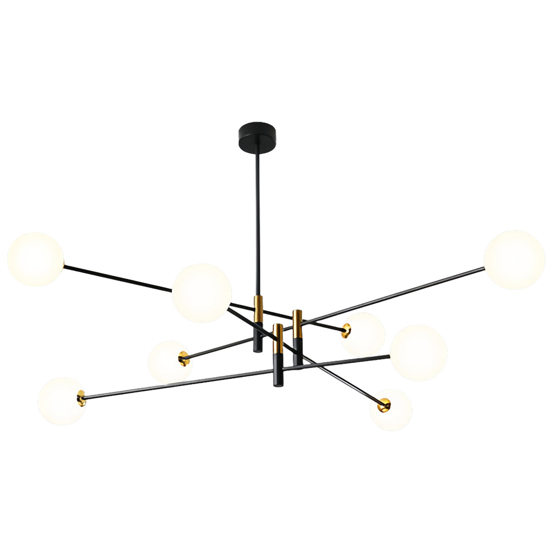 Branch Chandelier — Black and Gold Iron, Transparent Glass Shades, G9 3-Step Dimming (3000K/4000K/6000K), 4-, 6-, or 8-Light