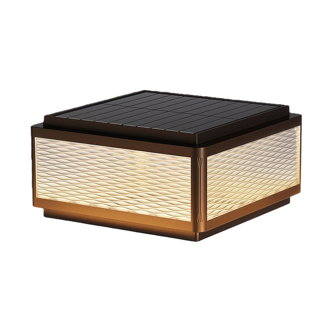 Minimalist Outdoor Pillar Top Light — Black Aluminum, LED, Solar or Hardwired, IP54, 3 Sizes