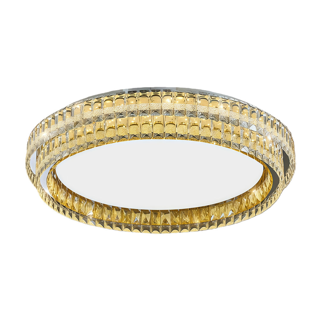 Modern Crystal Flush-Mount Ceiling Light — Chrome Stainless Steel, LED, 3-Step Dimming, Round / Square / Rectangle
