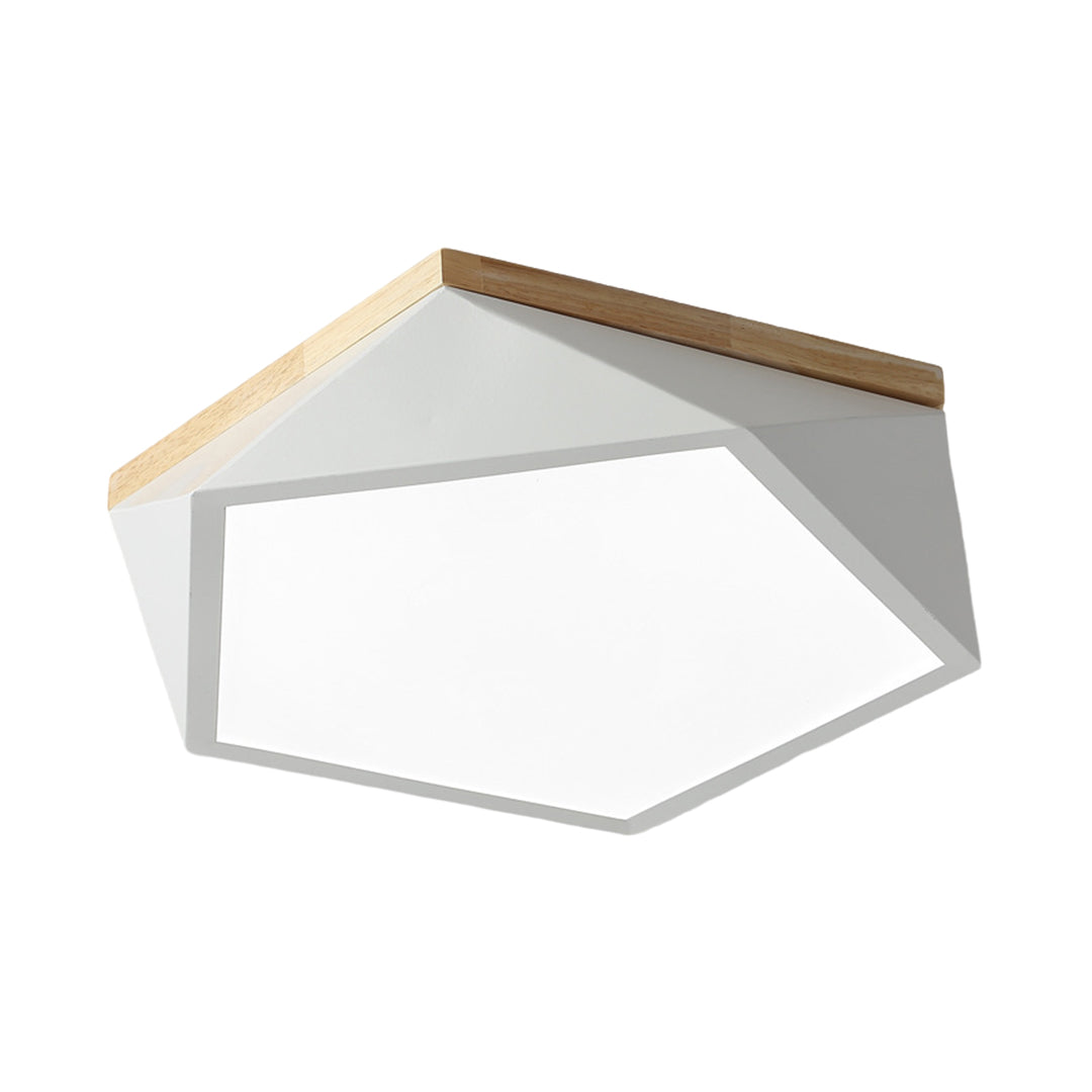 Geometric LED Flush-Mount Ceiling Light — Iron Frame, Acrylic Shade, Three-Color Dimming, 24W / 36W, 42cm / 52cm