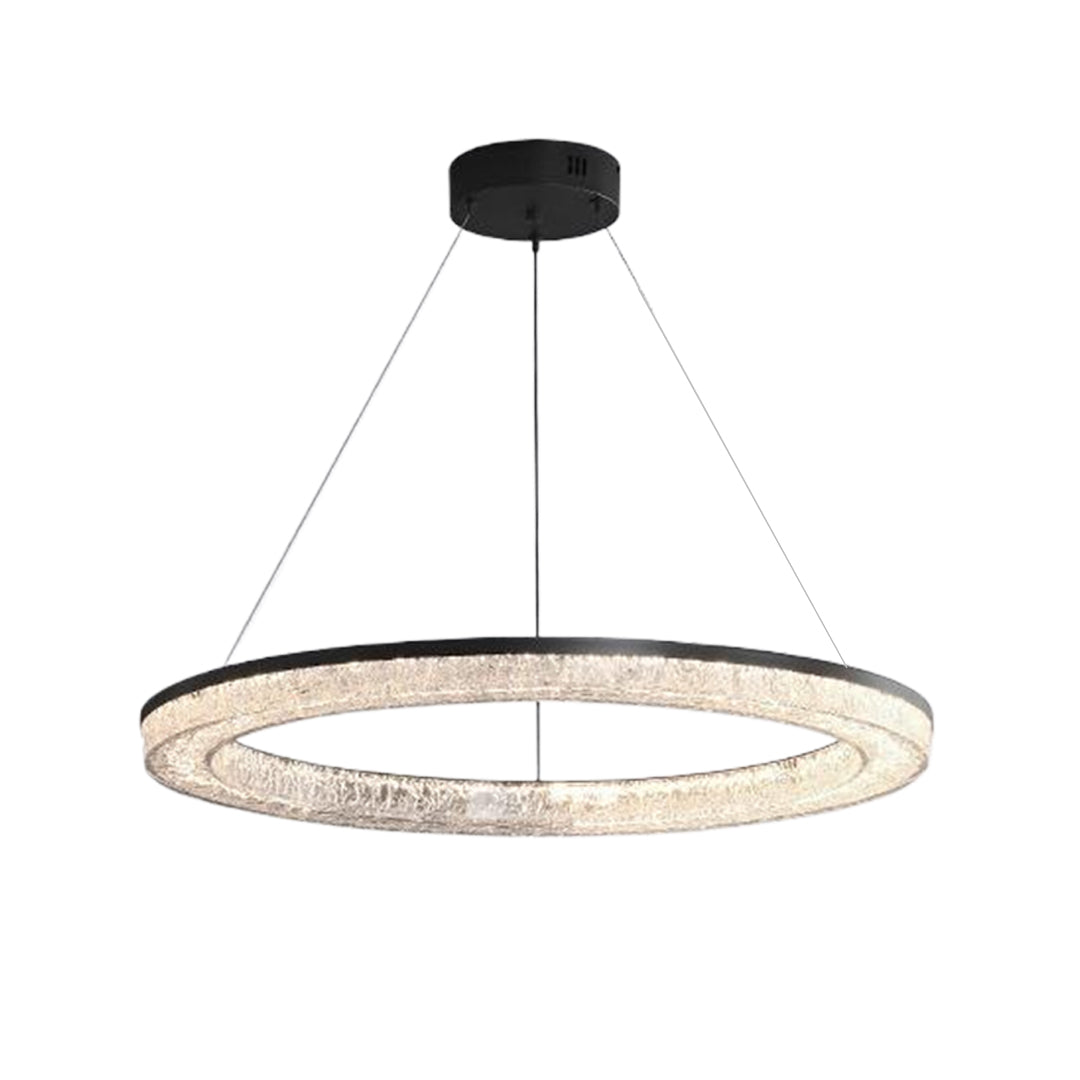 Ring Circle Chandelier — Full Copper with Crystal, LED Three-Color Dimmable, 10 Sizes (50–120cm), 30W–158W