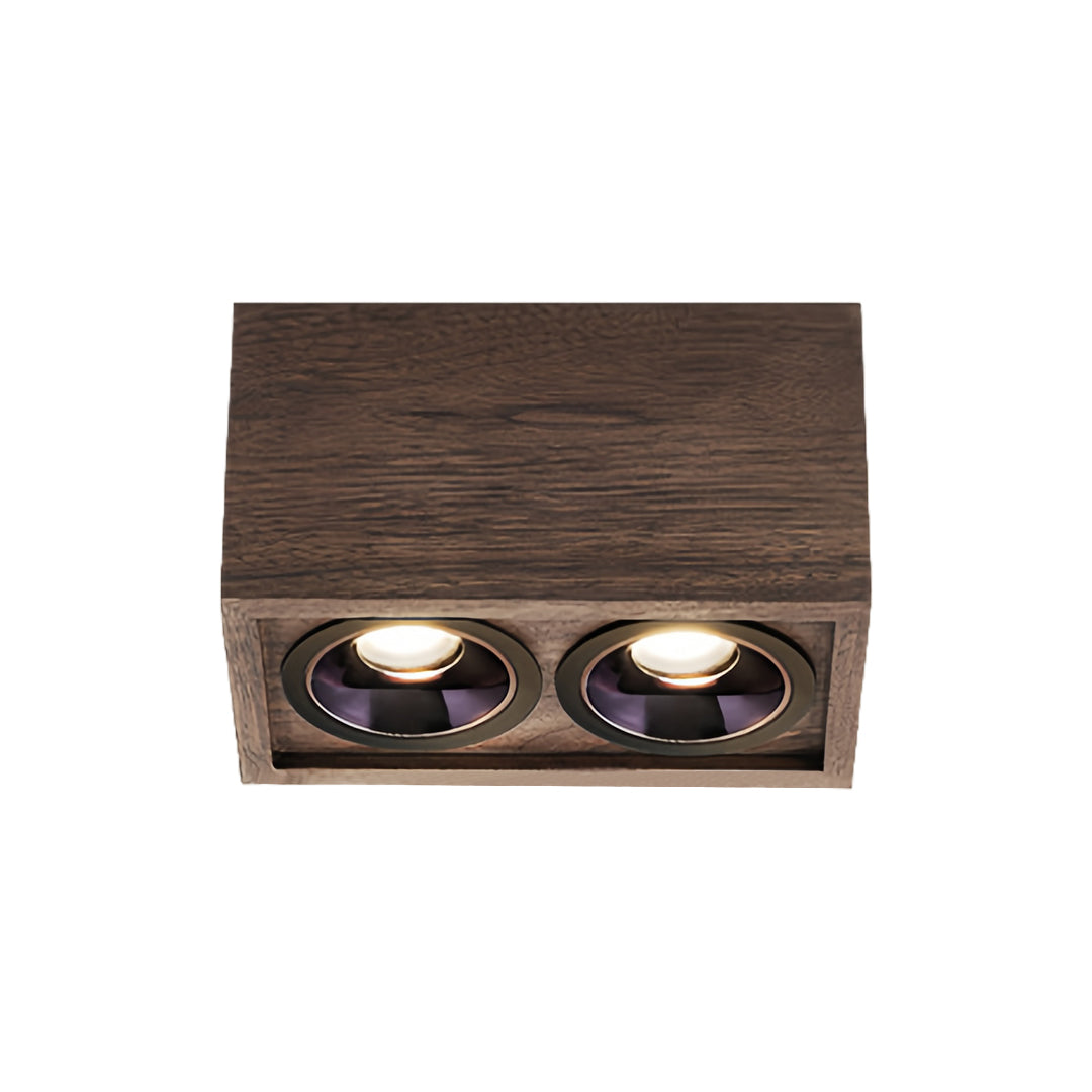 Walnut-Finish Multi-Head Surface-Mount Downlight — Aluminum, LED Integrated, 4000K, 1- to 4-Light, 7–28W