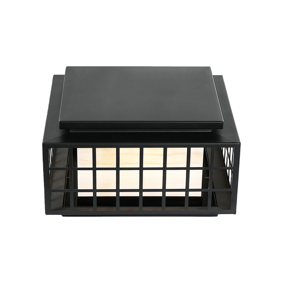 Modern Gate Pillar Light — Black Stainless Steel, Marble-Effect Shade, Solar or Hardwired, IP54, E27, 4 Sizes