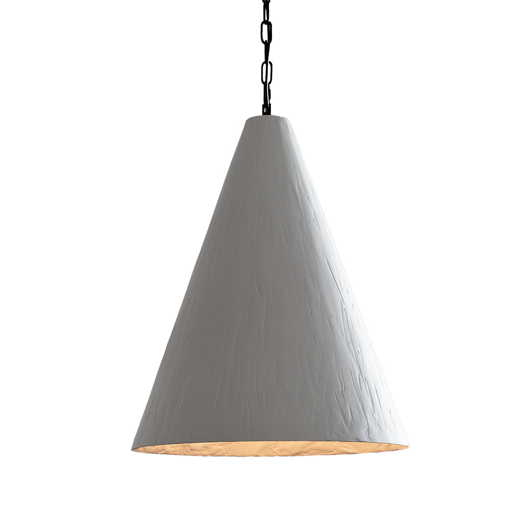 Minimalist Gypsum Pendant Light — White Iron, Adjustable 59.1" Chain, Warm White LED
