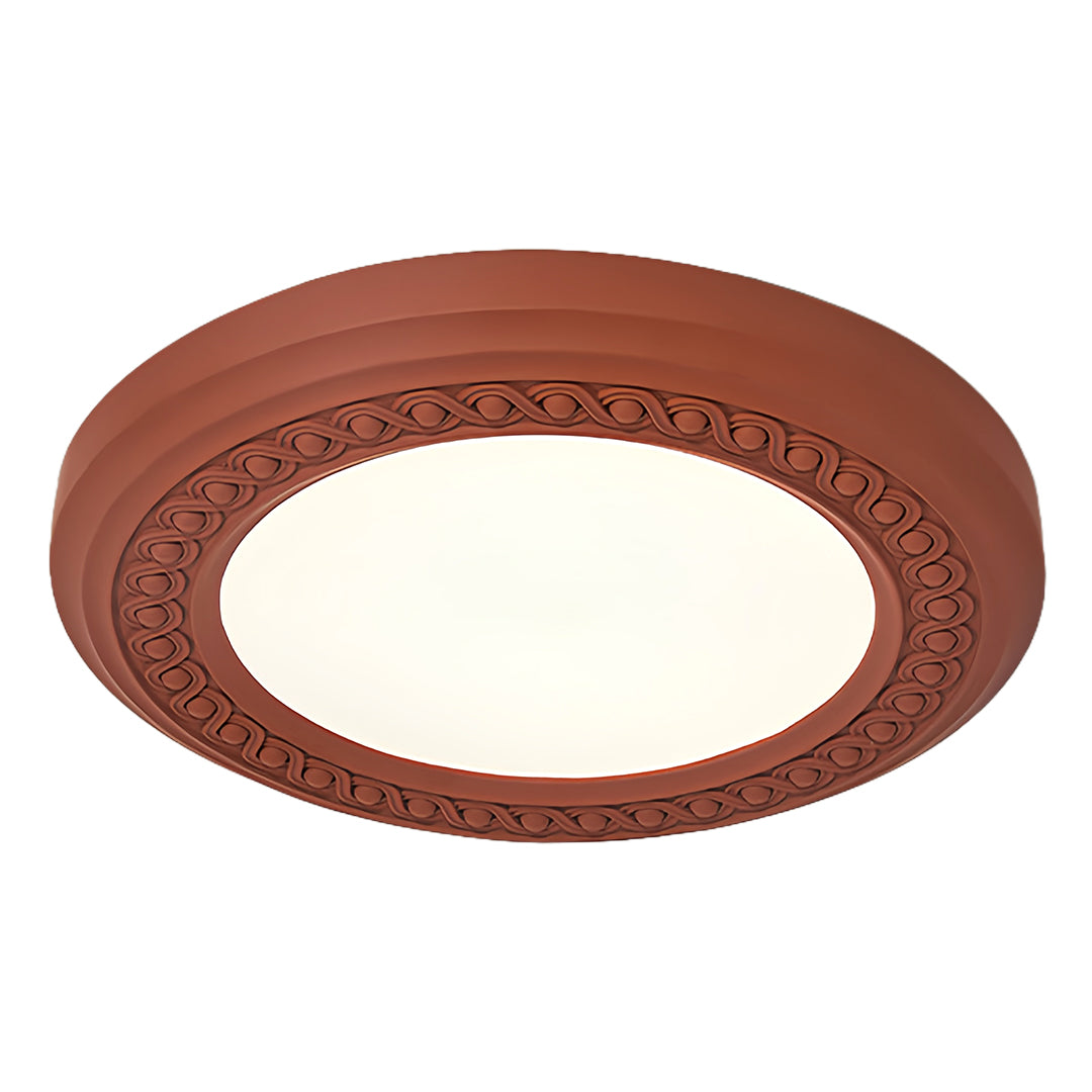 French Country Carved Resin Flush-Mount Ceiling Light — Acrylic Shade, 72W LED, 3-Step Dimming, 23.15"