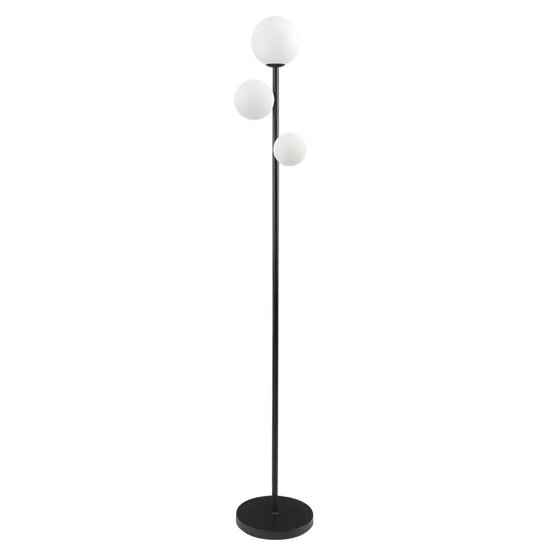 Modern Globe Floor Lamp with 3 Lights in Gold, Black, and White - Standing Design Luxe