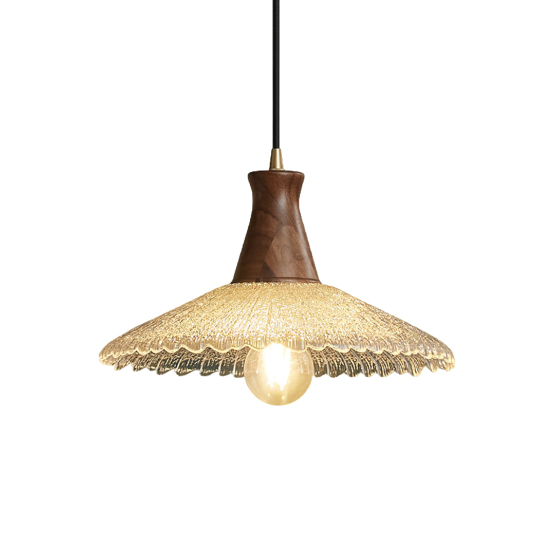 Wabi-Sabi Mini Pendant — Blown Glass, Walnut Wood and H65 Brass, 6W LED E27, 1.8m Adjustable Cord