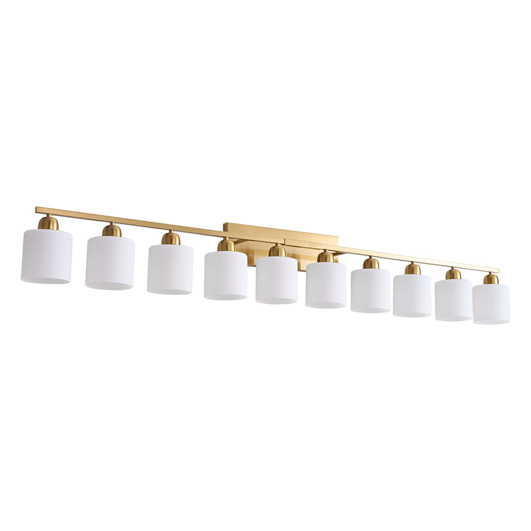 Minimalist Bathroom Vanity Light — Creamy White Glass, Metal Frame, E26, 4/5/6/8/10-Light, Matte Black / Sand Nickel / Copper