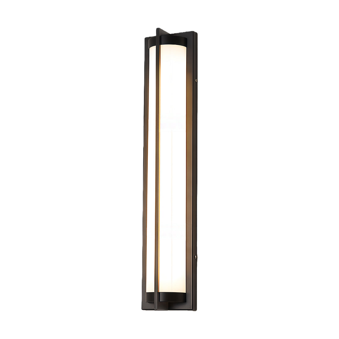 Modern Minimalist Linear Outdoor Wall Sconce — Black Stainless Steel, Acrylic Shade, IP54, Integrated LED, 4 Sizes