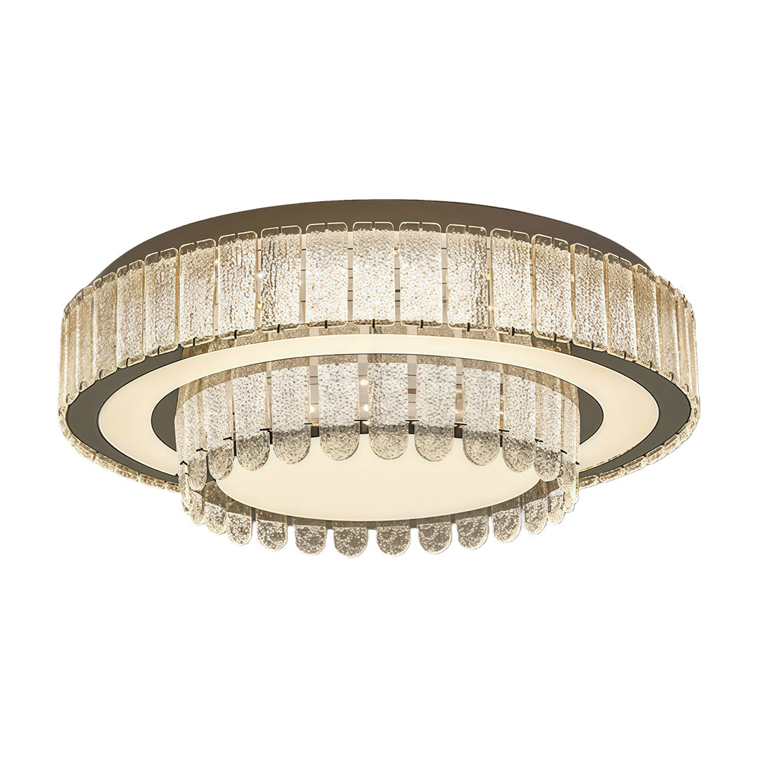 Modern Crystal Flush-Mount Light — Stainless Steel, Round/Square/Rectangle, 3-Step Dimming, LED