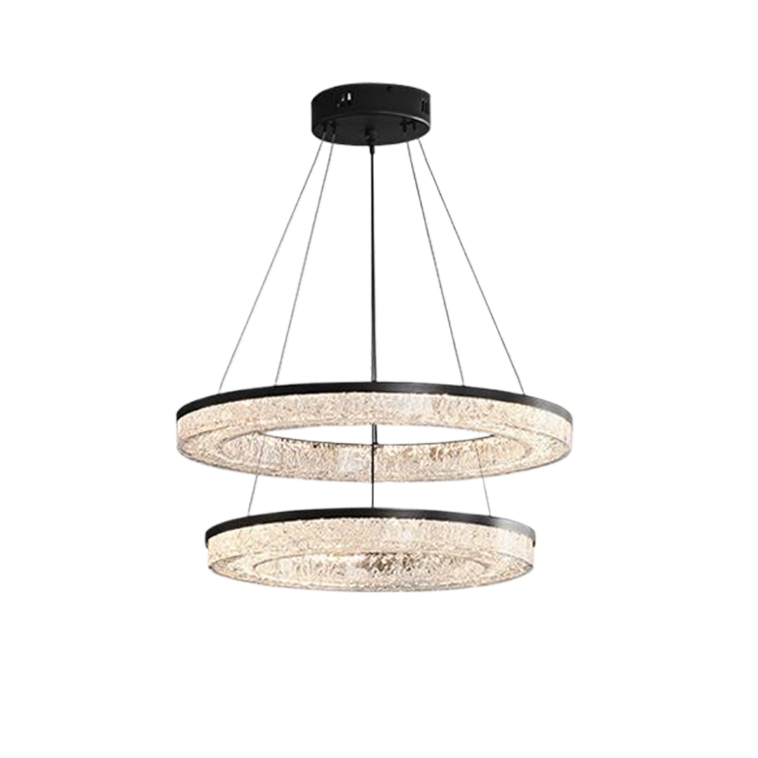 Ring Circle Chandelier — Full Copper with Crystal, LED Three-Color Dimmable, 10 Sizes (50–120cm), 30W–158W