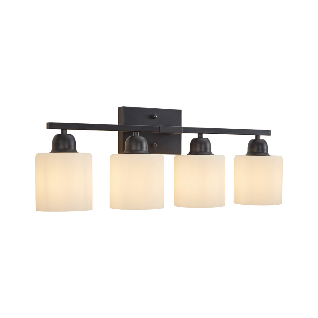 Minimalist Bathroom Vanity Light — Creamy White Glass, Metal Frame, E26, 4/5/6/8/10-Light, Matte Black / Sand Nickel / Copper