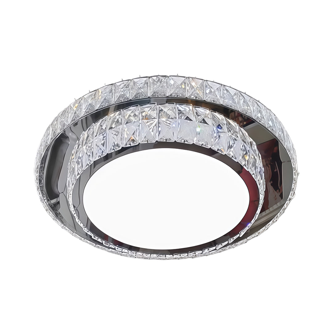 Minimalist Crystal Flush-Mount — Chrome Stainless Steel, LED, 3-Step Dimming, Round/Square/Rectangle, 19.7"–43.3"