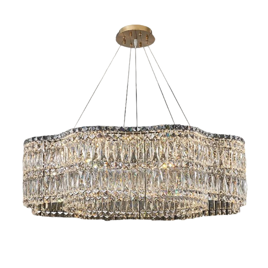 Large K9 Crystal Ring Chandelier — Stainless Steel, Gold or Silver, Stepless Dimming 3000K–6000K, Remote Control, 40W–118W