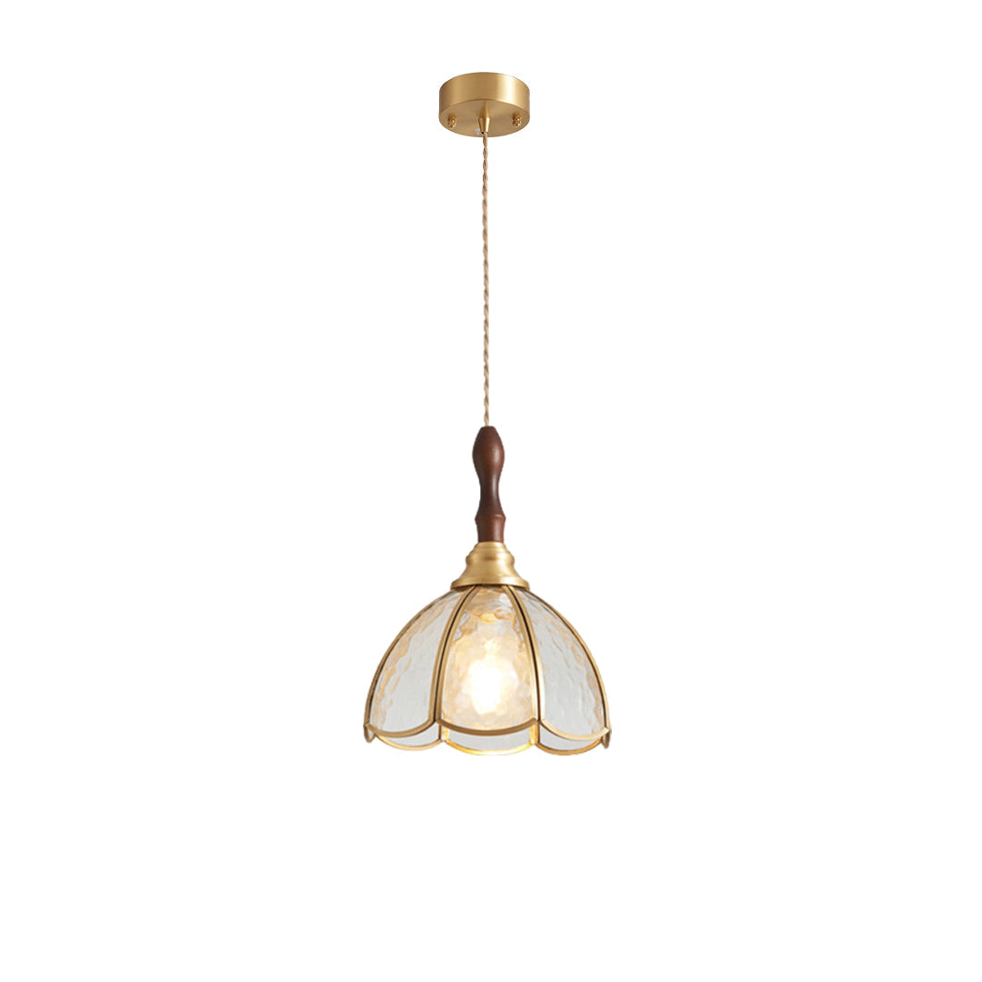 Water Ripple Glass Pendant Light — Full Copper, LED E27, 3-Step Dimming, 1- or 3-Light