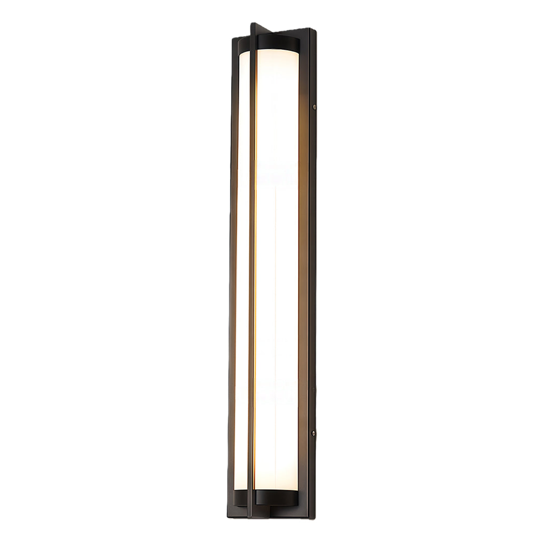 Modern Minimalist Linear Outdoor Wall Sconce — Black Stainless Steel, Acrylic Shade, IP54, Integrated LED, 4 Sizes