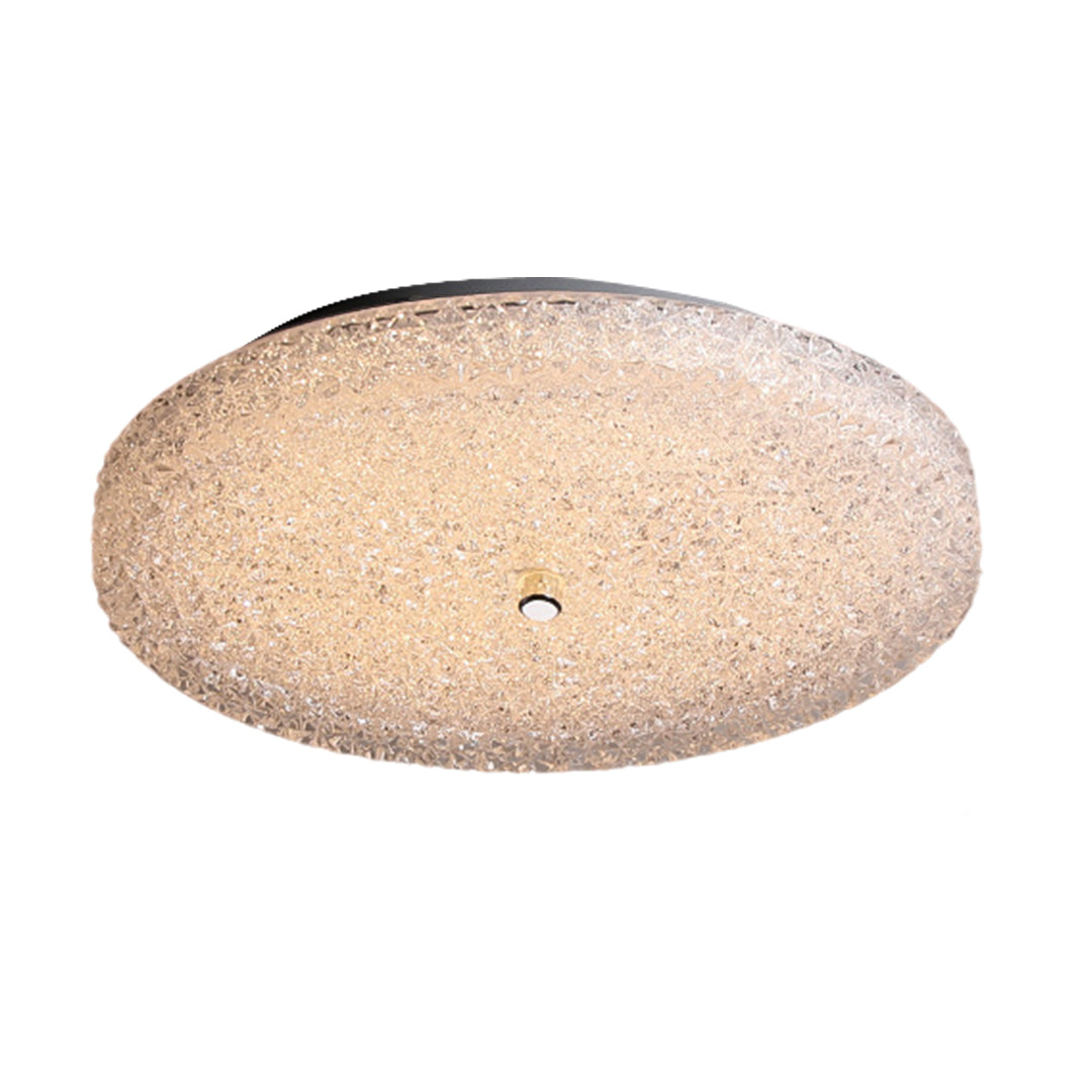 Crystal Sand Glass Flush Mount — Chrome Iron, LED, Dimmable, 25cm / 40cm, Remote Control