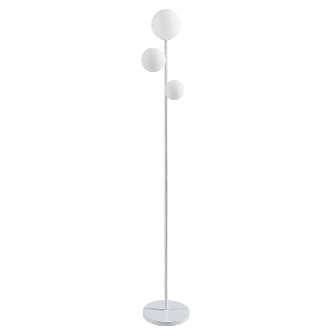 Modern Globe Floor Lamp with 3 Lights in Gold, Black, and White - Standing Design Luxe