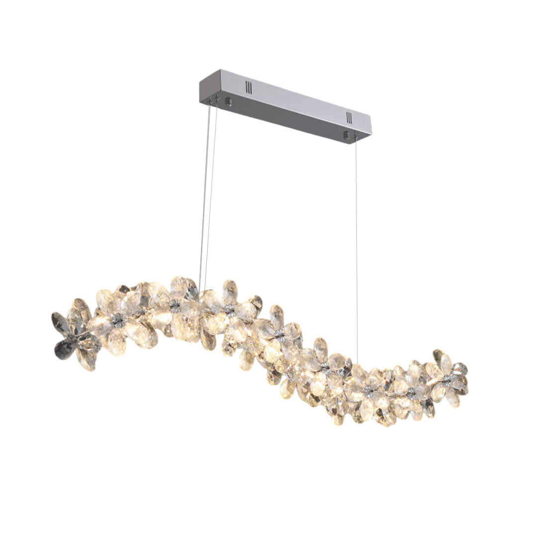 French Flower Crystal Chandelier — Mirror-Polished Metal, K9 Crystal, Stepless Dimming 3000K–6000K, Remote Control, Multiple Sizes