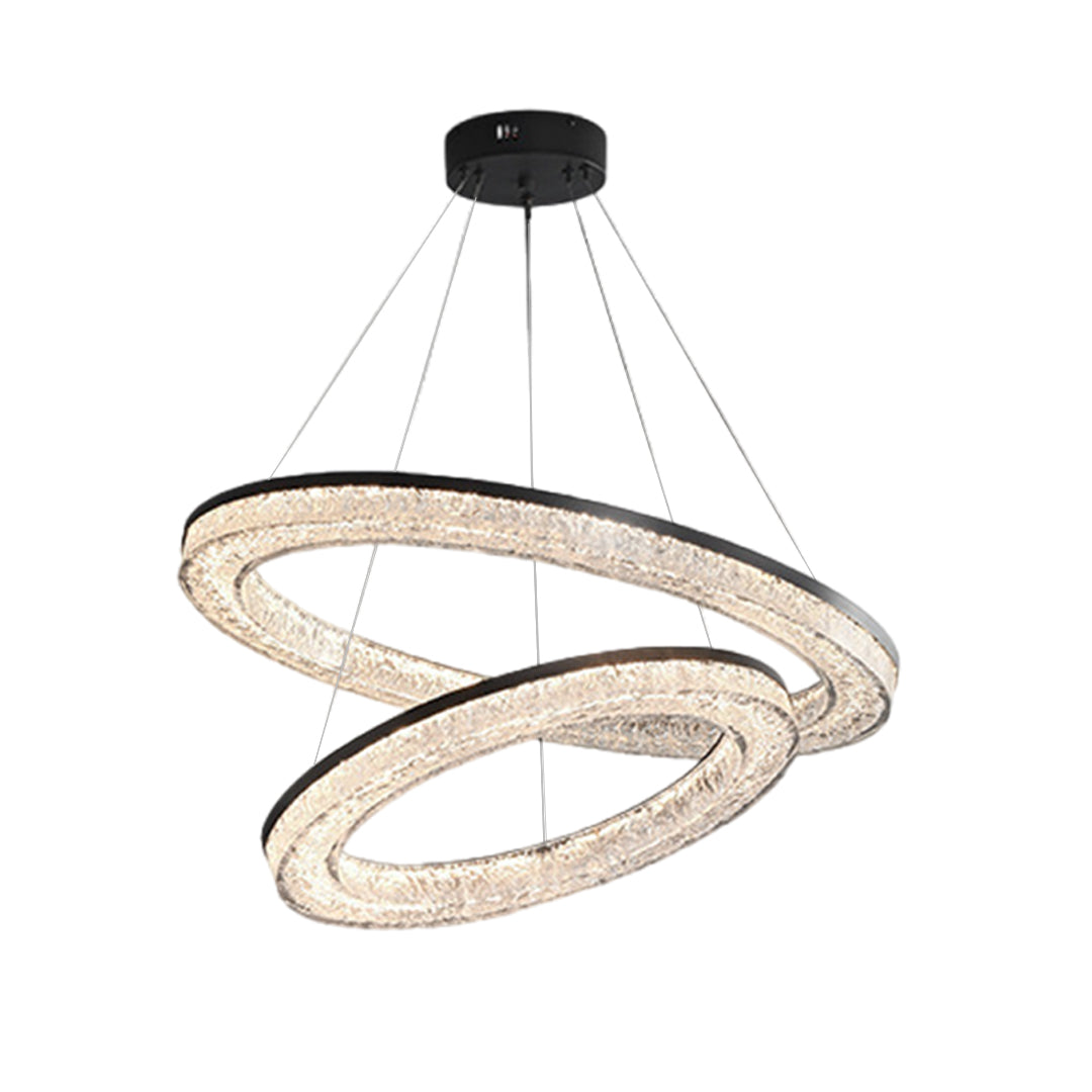 Ring Circle Chandelier — Full Copper with Crystal, LED Three-Color Dimmable, 10 Sizes (50–120cm), 30W–158W