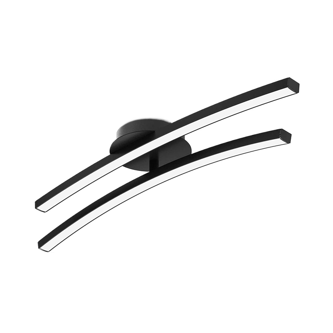 Modern Semi-Flush Mount Ceiling Light — Aluminum & Acrylic, 12W LED, 360° Rotating Dual Strip, Three-Color Dimming, Black or White