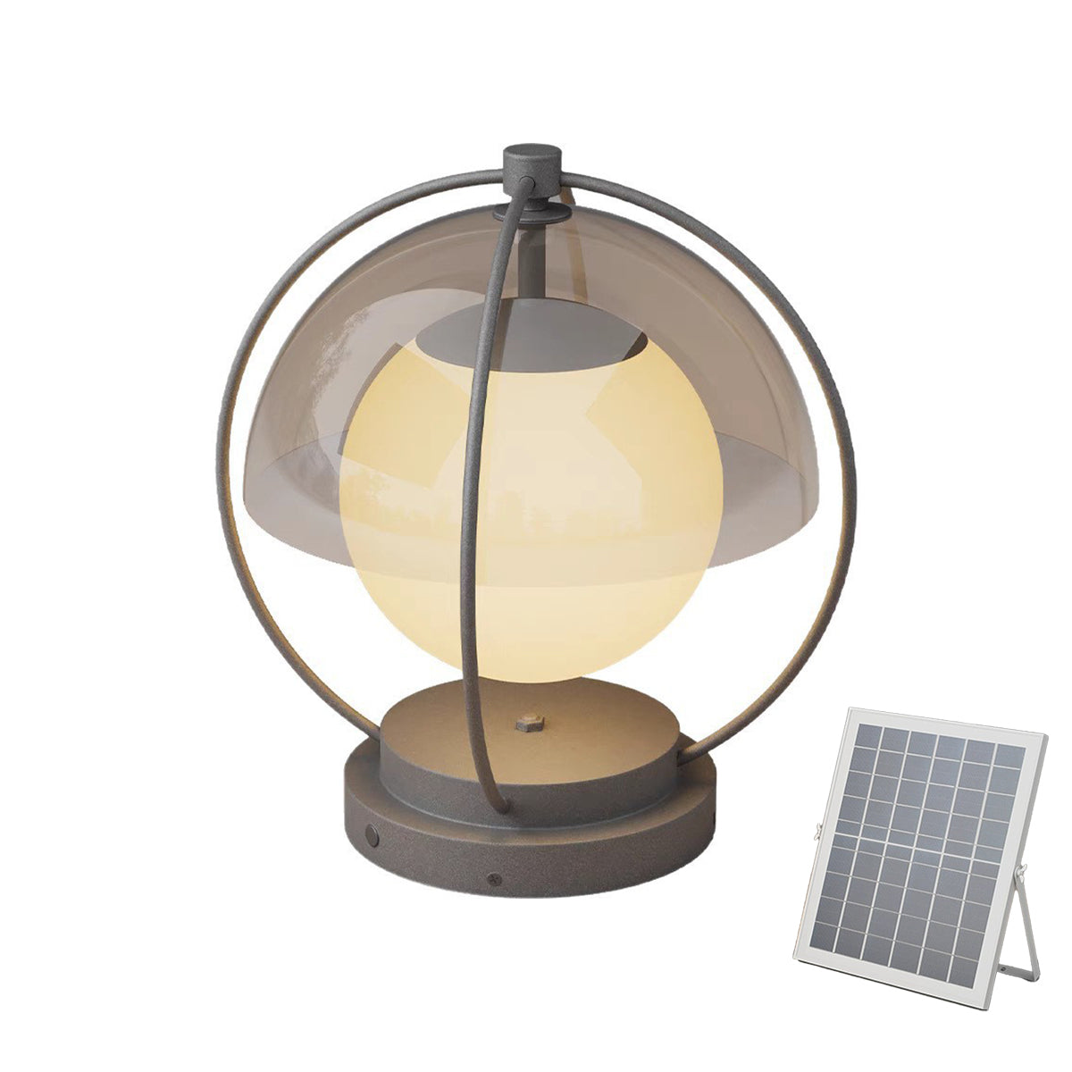 Modern Minimalist Globe Outdoor Pillar Light — Metal & PMMA, LED 3000K, Solar or Hardwired, Weatherproof