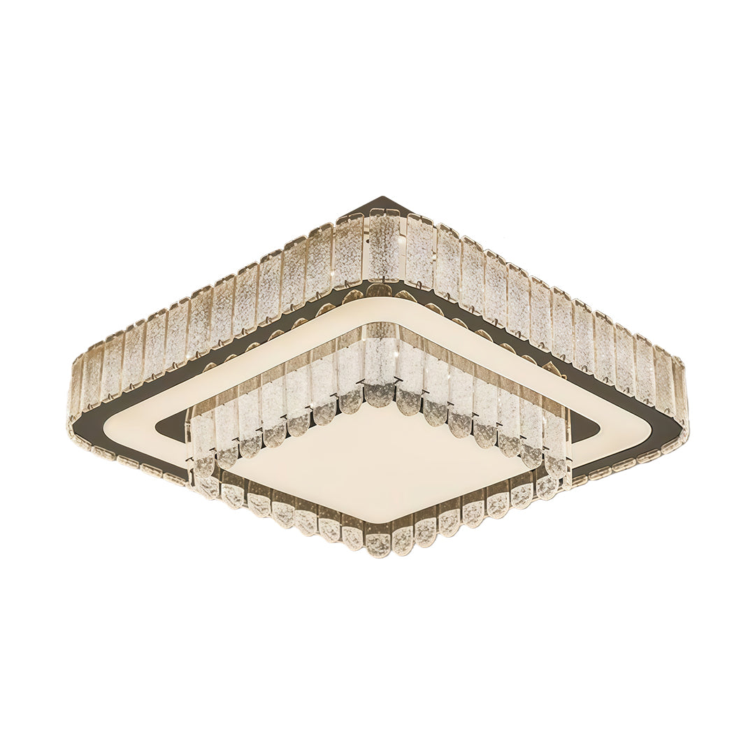 Modern Crystal Flush-Mount Light — Stainless Steel, Round/Square/Rectangle, 3-Step Dimming, LED