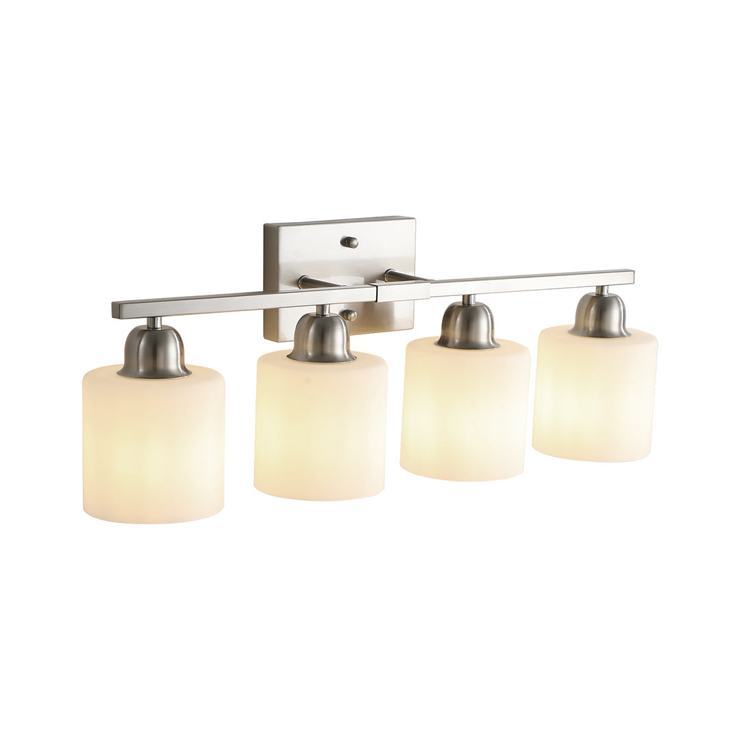 Minimalist Bathroom Vanity Light — Creamy White Glass, Metal Frame, E26, 4/5/6/8/10-Light, Matte Black / Sand Nickel / Copper