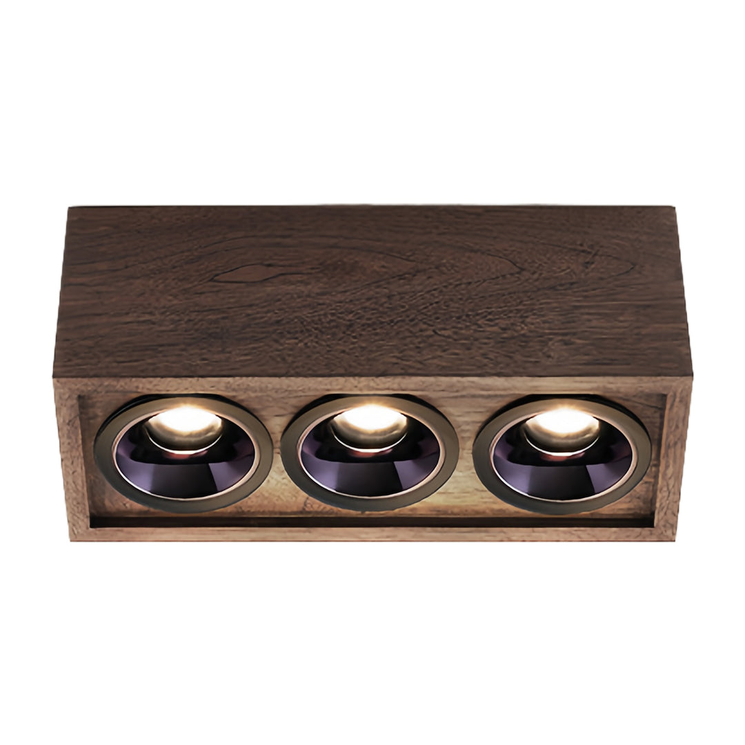 Walnut-Finish Multi-Head Surface-Mount Downlight — Aluminum, LED Integrated, 4000K, 1- to 4-Light, 7–28W