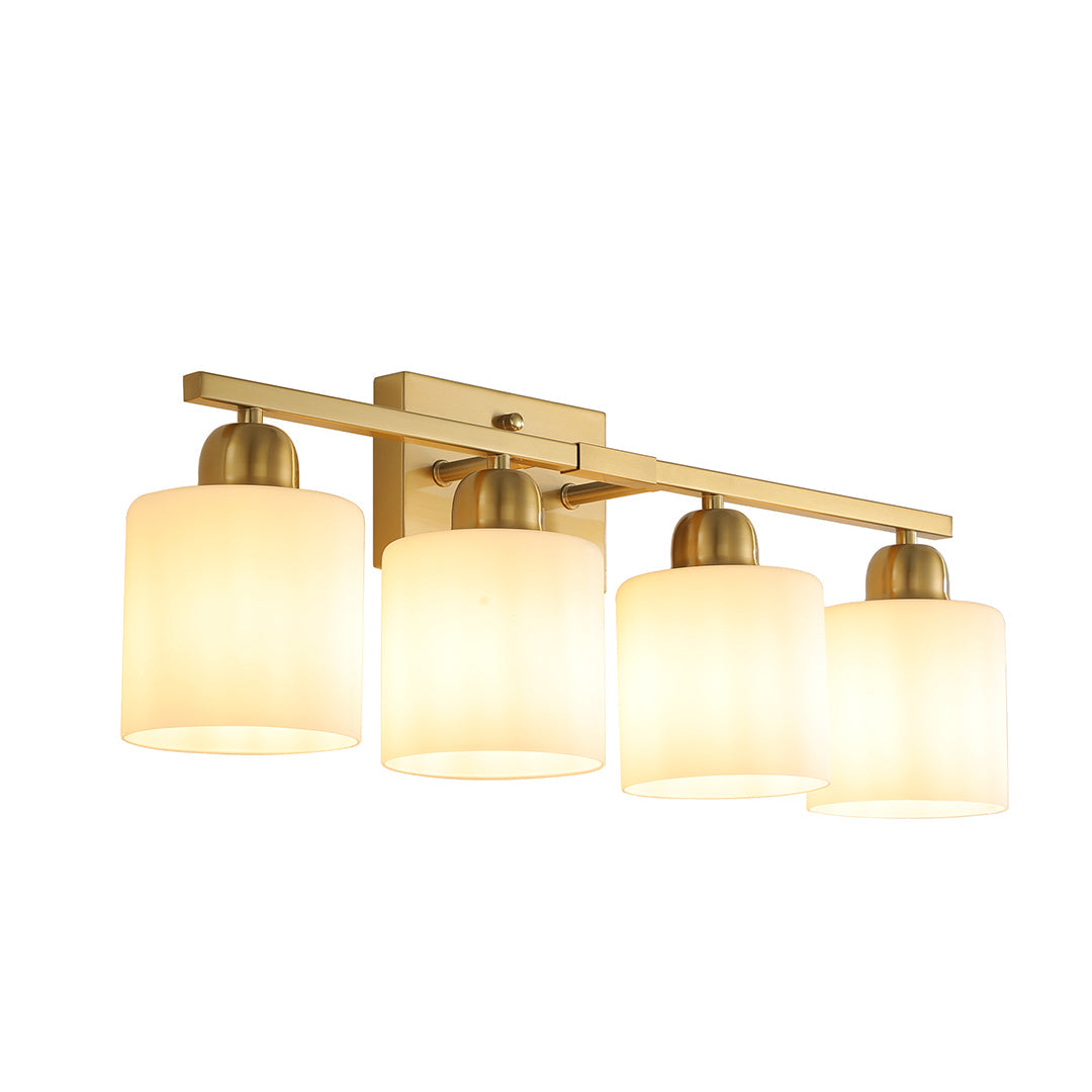 Minimalist Bathroom Vanity Light — Creamy White Glass, Metal Frame, E26, 4/5/6/8/10-Light, Matte Black / Sand Nickel / Copper