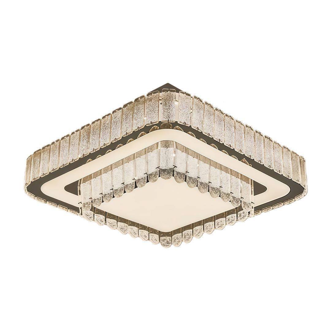 Modern Crystal Flush-Mount Light — Stainless Steel, Round/Square/Rectangle, 3-Step Dimming, LED