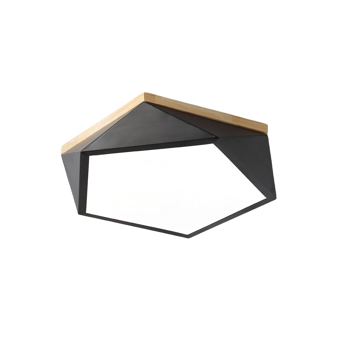 Geometric LED Flush-Mount Ceiling Light — Iron Frame, Acrylic Shade, Three-Color Dimming, 24W / 36W, 42cm / 52cm