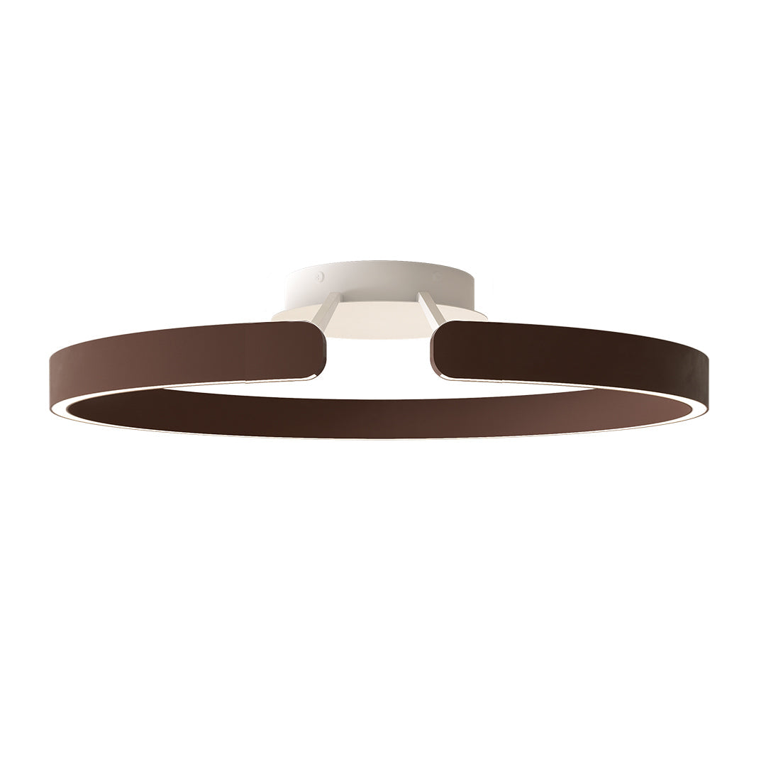 Minimalist Halo Ring Flush-Mount Ceiling Light — Iron & Aluminum, 80W LED, 15.8" or 23.6", Black / White / Coffee Brown