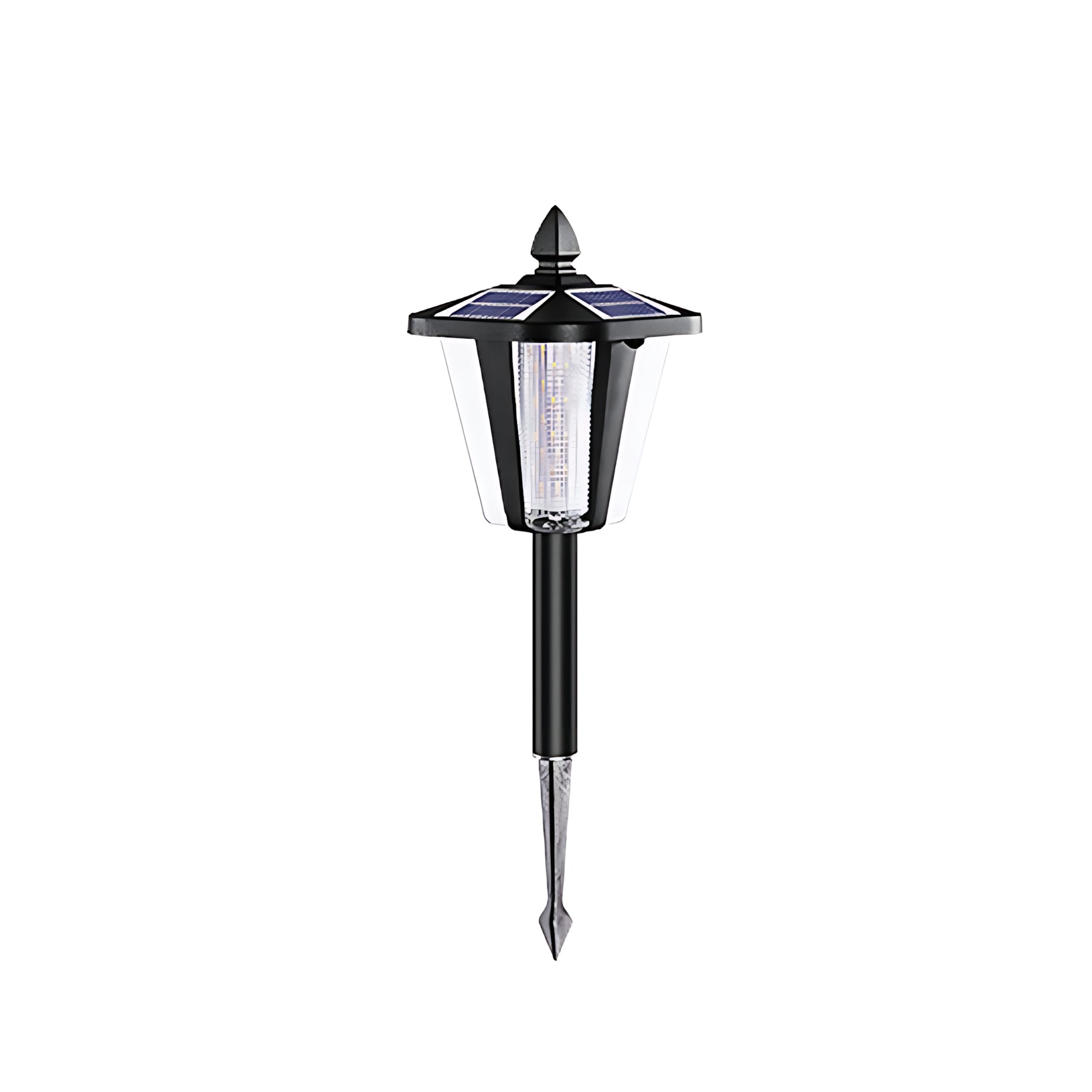 Pointed-Top Solar LED Path Light — Die-Cast Aluminum, Dual-Color 3000K/6000K, Adjustable Height, IP54, Stake or Base Mount