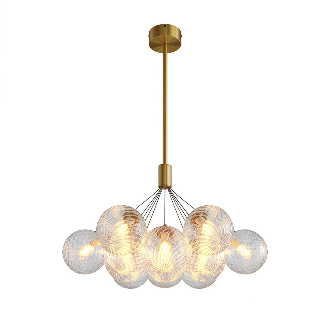 Bubble Glass Chandelier — Solid Copper Frame, G9, 3/7/13-Light