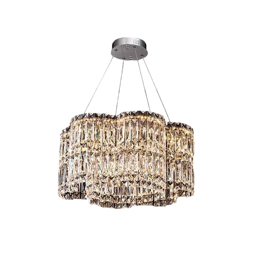 Large K9 Crystal Ring Chandelier — Stainless Steel, Gold or Silver, Stepless Dimming 3000K–6000K, Remote Control, 40W–118W