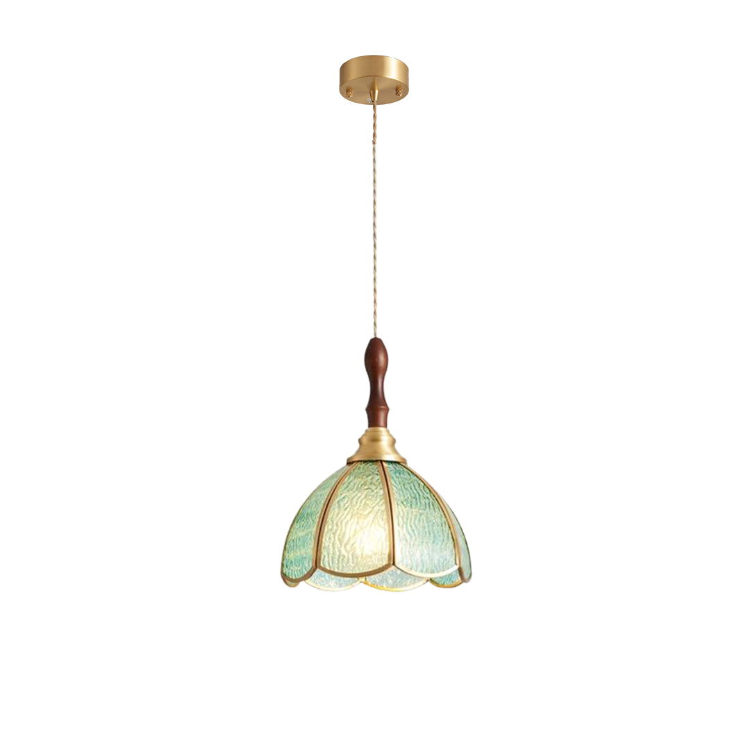 Water Ripple Glass Pendant Light — Full Copper, LED E27, 3-Step Dimming, 1- or 3-Light