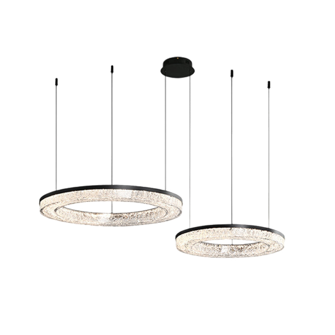 Ring Circle Chandelier — Full Copper with Crystal, LED Three-Color Dimmable, 10 Sizes (50–120cm), 30W–158W