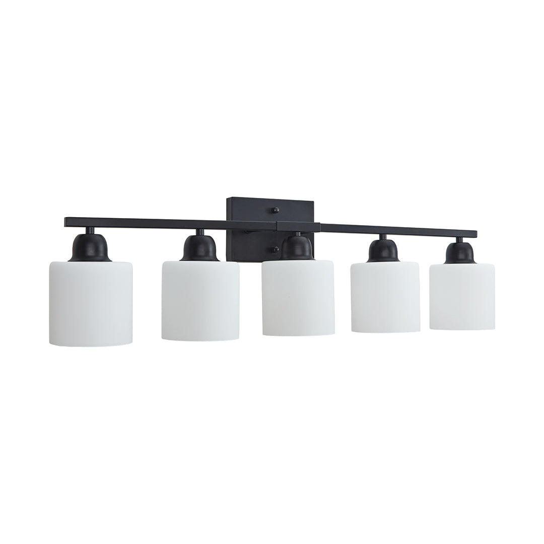 Minimalist Bathroom Vanity Light — Creamy White Glass, Metal Frame, E26, 4/5/6/8/10-Light, Matte Black / Sand Nickel / Copper