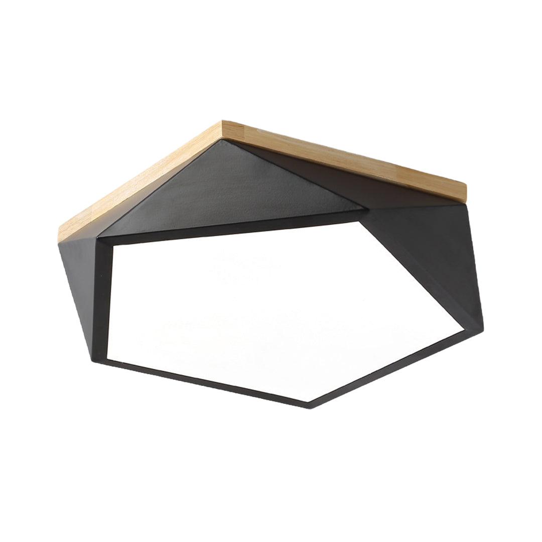 Geometric LED Flush-Mount Ceiling Light — Iron Frame, Acrylic Shade, Three-Color Dimming, 24W / 36W, 42cm / 52cm