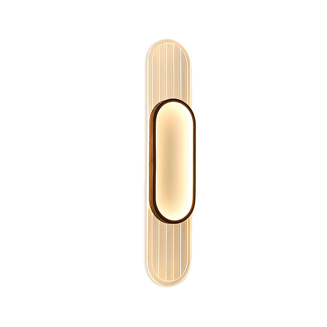 Minimalist Linear LED Wall Sconce — Wood Grain Iron Frame, Acrylic Shade, 3-Step Dimming, 23.6"–39.4"