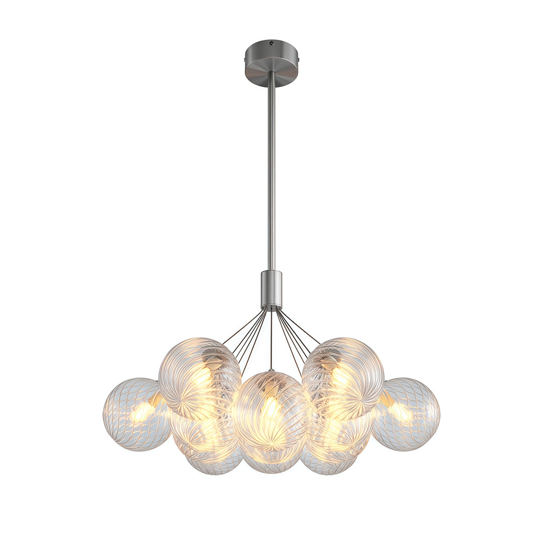 Bubble Glass Chandelier — Solid Copper Frame, G9, 3/7/13-Light