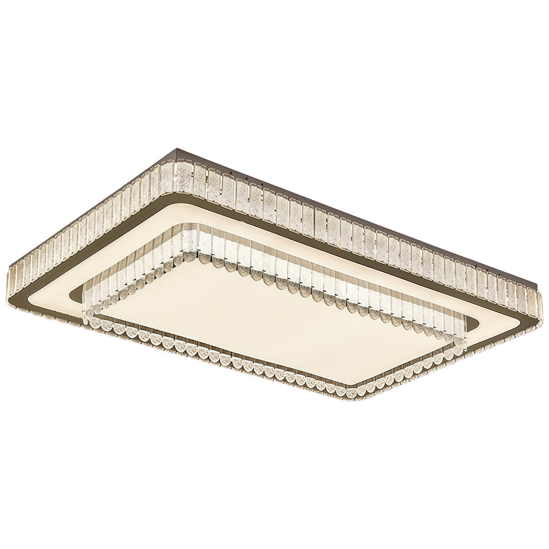 Modern Crystal Flush-Mount Light — Stainless Steel, Round/Square/Rectangle, 3-Step Dimming, LED