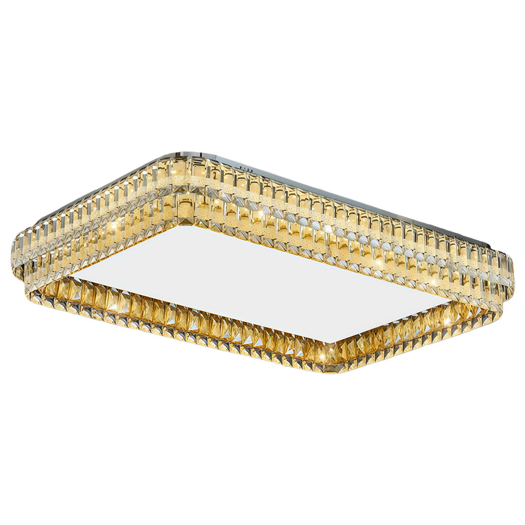 Modern Crystal Flush-Mount Ceiling Light — Chrome Stainless Steel, LED, 3-Step Dimming, Round / Square / Rectangle