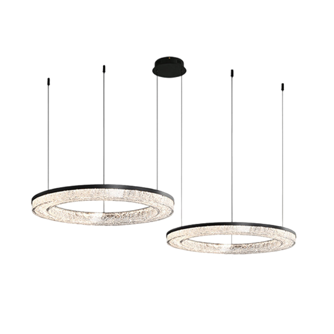 Ring Circle Chandelier — Full Copper with Crystal, LED Three-Color Dimmable, 10 Sizes (50–120cm), 30W–158W