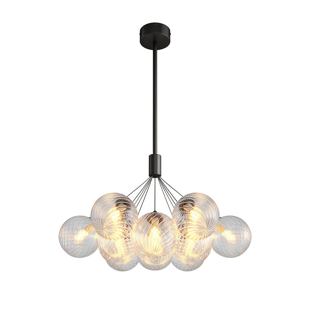 Bubble Glass Chandelier — Solid Copper Frame, G9, 3/7/13-Light